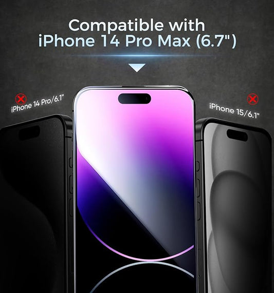 MAGIC JOHN 2 Pack for iPhone 14 Pro Max Screen Protector, with Shatterproof Tempered Film, Auto Dust-Elimination, Bubble Free & HD Clear, Easy Installation for iPhone 14 Pro Max/6.7 Inch