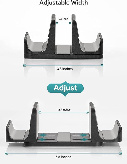 JARLINK 3-in-1 Design Vertical Laptop Stand Holder, Aluminum Laptop Stand for Desk with Adjustable Dock, Space-Saving Organizer Compatible with All MacBook, Samsung, HP, Dell, Chrome Book (Black)