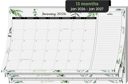 2026 Year Desk Calendar 17" x 11" Desktop or Wall Planner, Tear-Off Pad for Easy Planning, Includes a Notes Section To Do's Monthly Tasks for the Year of 2026 | Runs from January 2026 - January 2027