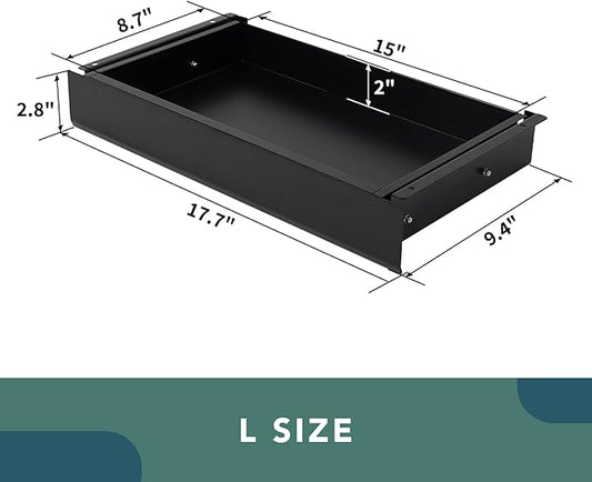 FLEXISPOT Under Desk Pull-Out Drawer Standing Desk Storage Organizer, Sliding Security Workstation Drawers (L, Black)