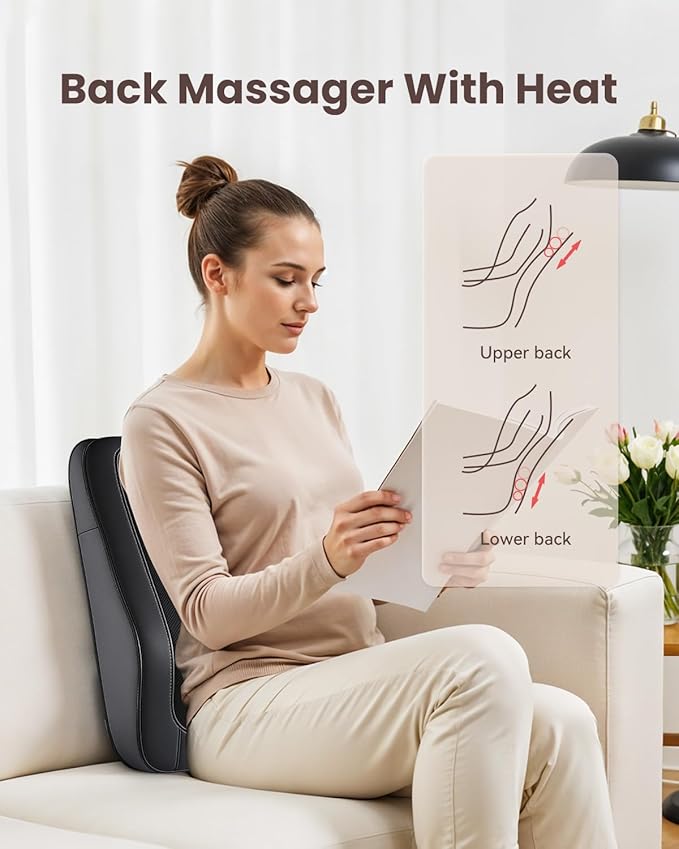 COMFIER Back Massager for Back Pain Deep Tissue 3D Shiatsu Neck Back Massager with Heat & Vibration Massager for Neck Shoulder Back Massage for Chair Heated Massage Cushion, Gifts/Presents for Mom Dad