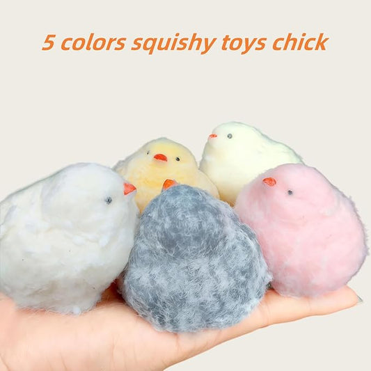 5 Pcs Taba Squishy Chick,Taba Squishy Toys,5 Color Chicks Sensory Toys,Soft Tabba Squishys Stress Relief Squeeze Toy