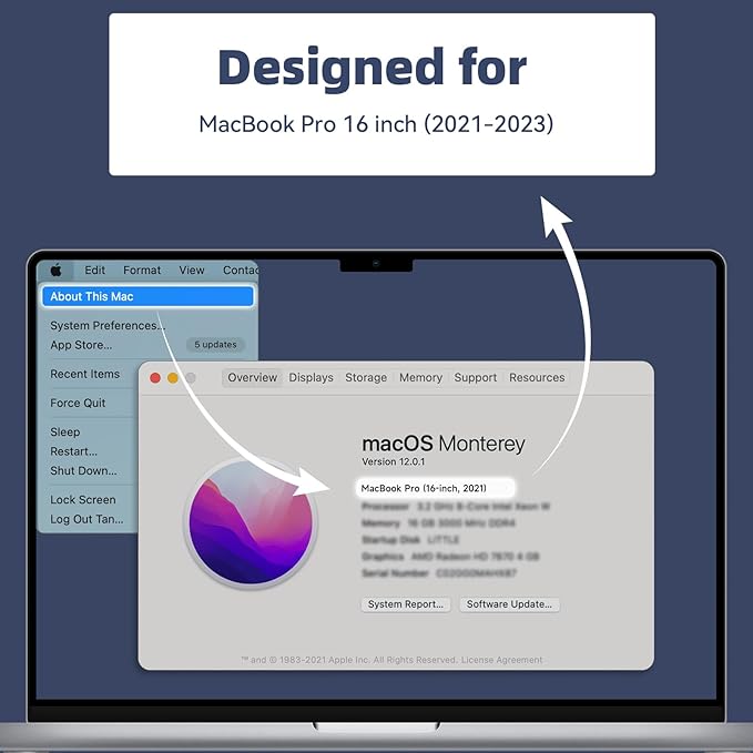 Magnetic Privacy Screen Protector Compatible with MacBook Pro 16 Inch (2021-2024, M1, M2), Removable Anti Spy Blue Light Glare Shield Laptop Privacy Filter for Apple Mac Pro 16.2 in(A2991/A2485/A2780)