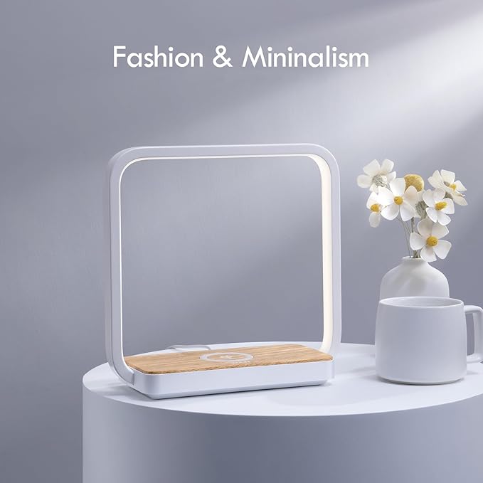 WILIT Bedside Lamp with Qi Wireless Charger, A13 Table lamp 3 Step Dimmable Touch Control Desk Lamp for for Living Room, Bedroom, Kids Room.