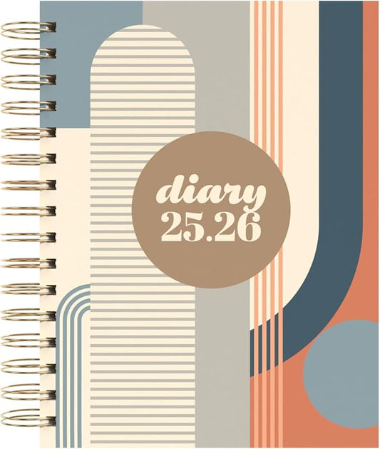 Collins 'Scandi' 14 Month Planner, July 2025-August 2026 Day-to-Page Diary, A5 Hard Cover, Geo Blue