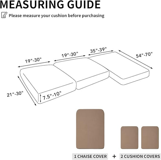 Easy-Going Stretch 3 Pieces Couch Cushion Covers for Sectional Sofa Left/Right L Shape Chaise Lounge Sofa Seat slipcover Anti-Slip Sofa Cover Soft (2 Seater + 1 Chaise, Camel)