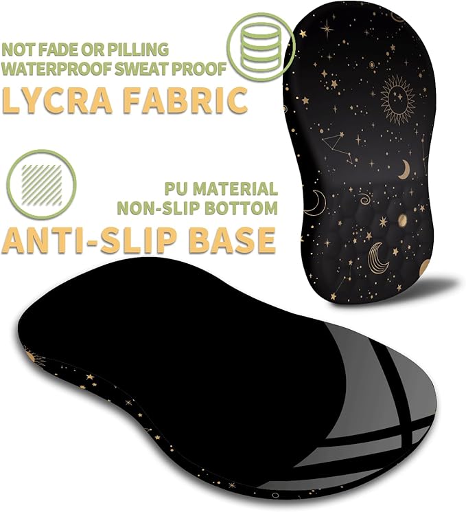 Ergonomic Wrist Rest Support Mouse Pad, Massage Design Relief Carpal Tunnel Pain, Entire Memory Foam Non-Slip, Computer Mouse Pads for Wireless, Starry Sky