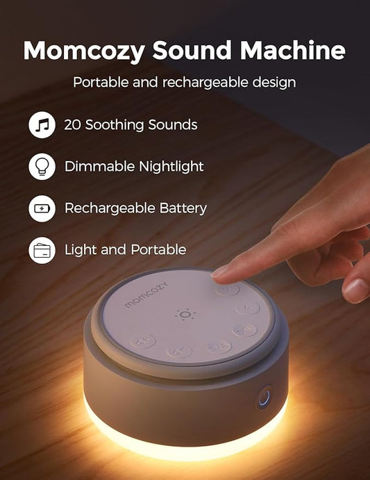 Momcozy Sound Machine for Baby-20 Soothing Sounds & Touch Warm Light Portable White Noise for Kids & Adults for Sleeping Timer and Memory | Ideal Travel Companion & Nursery Must-Have