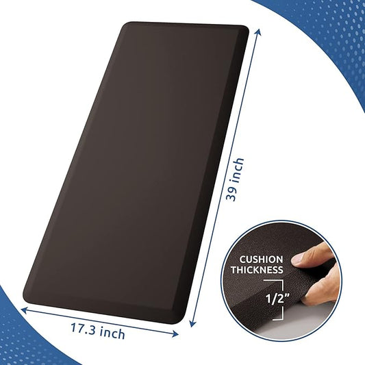 KitchenClouds Kitchen Mat Cushioned Anti Fatigue Kitchen Rug 17.3"x39" Waterproof Non Slip Kitchen Rugs and Mats Standing Desk Mat Comfort Floor Mats for Kitchen House Sink Office (Chocolate)