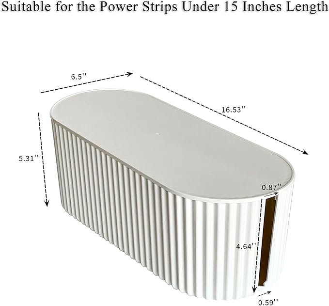 White Cable Management Box, Plastic Cable Box Organizer with Lid for Wire, Power Strip, Surge Protector, Extension Cords Hider Cover Under Home Office Desk and Floor (Large)