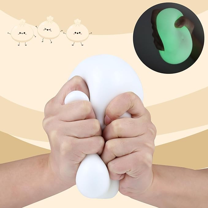 Anboor Jumbo Stress Ball for Adults and Kids,White Giant Squishies Stress Ball Change Colors in The Dark,Large Sensory Squeeze Ball Relief Stress for Boy Girl