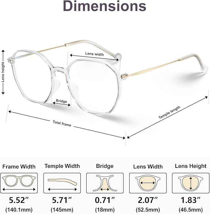 VISOONE Lightweight TR90 Blue Light Blocking Glasses Frame with Anti Glare Eye Protection for Women and Men RANE