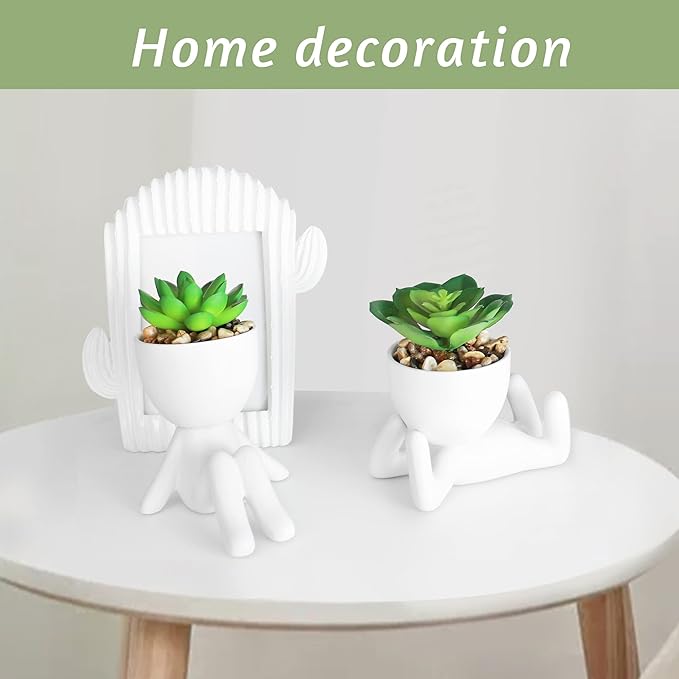 Zerzsy 3 PCS Artificial Succulent Plants, Faux Succulents Mini Plants for Office Women Desk Decor,Cute Succulent Bedroom Aesthetic Office Cubicle Decoration for Bookshelf Decor (Ceramic White)