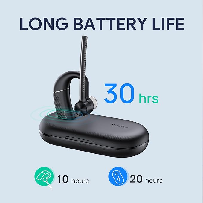 Yealink Bluetooth Headset Workstation, Office Wireless Headset with Mic, Speakerphone, Wireless Charging Pad, Charging Case, USB-C/A Dongle,Connect to Desk Phone, PC, Work with Teams Zoom