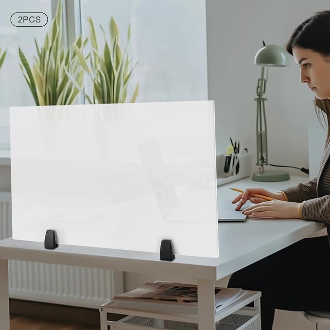 2 Packs Dual Frosted Plexiglass Desk Privacy Panels, 30 x 18 Inch Acrylic Cubicle Desk Dividers, Acrylic Frosted Partition Board, Desk Divider for Classrooms, Offices
