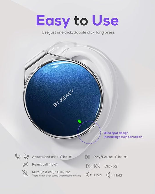 On Ear Headphones Bluetooth 5.4, Noise Cancelling Open Ear Headphones Wireless, Water-Drop Shaped Clip On Sport Headset Bluetooth with 4 Microphone, Comfort Fit Earphones with Long Battery Life