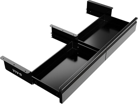 VIVO 32 inch Under Desk Slide Out Drawer Set without Shell, Home Office Storage Organizer, 2 Drawers - 16 inches Each, Black, DESK-AC03A-2B