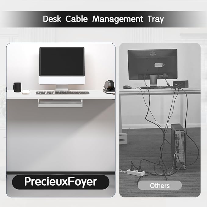 Standing Desk Frame, Electric Adjustable Legs with Memory Presets, Stand Up Desk Frame Workstation, with Cable Management Tray, Headphone Hook, Caster Wheels, for Home Office