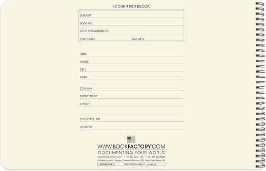 BookFactory Accounting Ledger Notebook/Large 5 Column Accounting Ledger Columnar (Five Columns) Log Book - 17'' x 11'', 100 Pages, Wire-O Landscape Format (LED-100-CLCW-PP(17x11-Ledger-5)-AX)