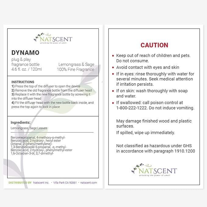 Lemongrass & Sage Essential Oils for Diffusers for Home, Nature-derived Essential Oil, Long-Lasting & Family-Friendly Diffuser Oils Scents, IFRA Certified, Cold Air & Ultrasonic - 4 oz