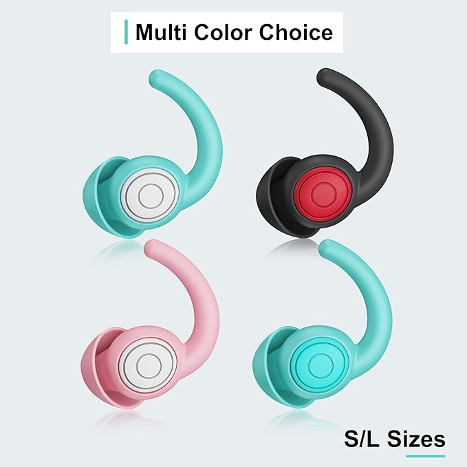 Ear Plugs for Sleeping, Noise Reduction Reusable Earplugs for Sleep, Hearing Protection Soft Comfy Silicone Ear Plugs for Concerts, Focus, Travel, Work, 33dB Noise Cancelling