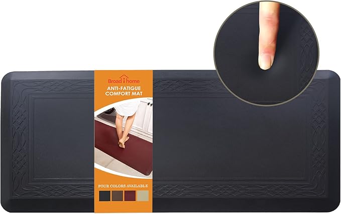 24 x 60 Inch Extra Support Anti Fatigue Comfort Kitchen Mat, Waterproof Long Kitchen Runner, Non-Slip Standing Desk Mat, Commercial Pads for Offices, Home, Garages (Bordeaux Black, 24'' x 60'')