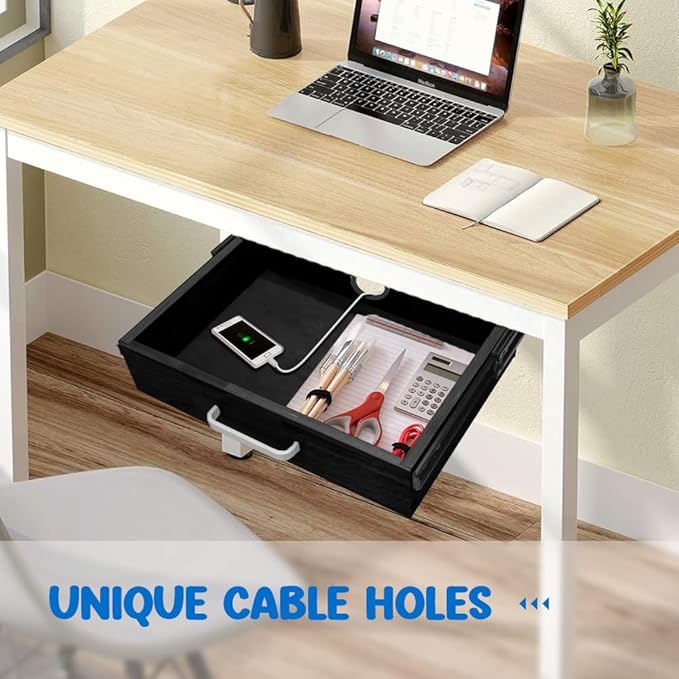 Upgrade Wood Under Desk Mounted Sliding Pull-out Drawer, Ball-Bearing Slides Under Desk Drawer Storage Organizer, Hanging Drawers for Desk, Hidden Desktop Organizer for Office Desks, Tables - Black