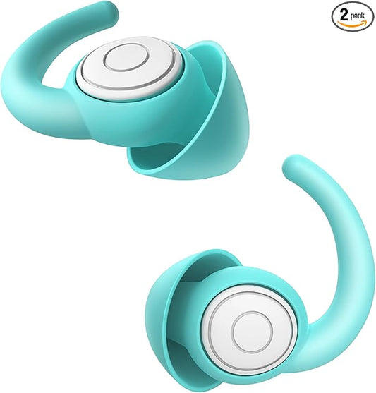 WUTAN Ear Plugs for Sleeping Noise Cancelling 14-38dB, Comfortable Soft Reusable Silicone Ear Plugs Noise Reduction Earplugs for Sleep Concert Work Airplane Travel (Blue White, S/L)