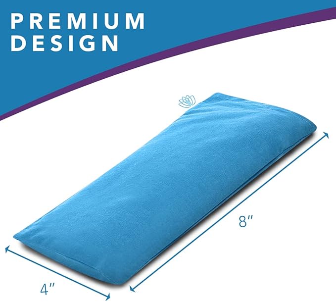 Lotus Weighted Lavender Eye Pillow – Aromatherapy Eye Mask for Meditation, Yoga & Relaxation – Natural Self-Care Gift for Women & Men- Blue