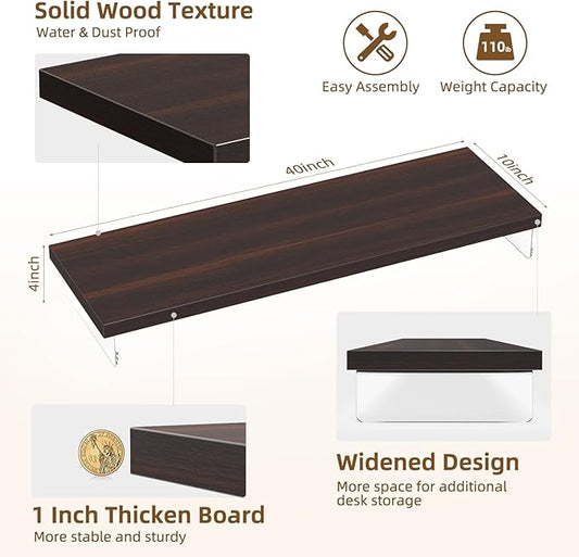 Dual Monitor Stand Riser, 40" Large Computer Monitor Stands for 2 Monitors, Wooden Desktop Organizer Shelf for Office Desk Computer, Laptop, TV, Monitor, Printer