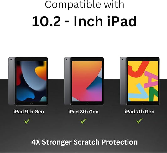 ZAGG InvisibleShield Glass iPad 10.2 Inch Screen Protector 9th Generation (Fits 8th/7th Gen) - 3X Stronger Scratch Protection, scratch protection, Anti-Fingerprint, Easy to Install