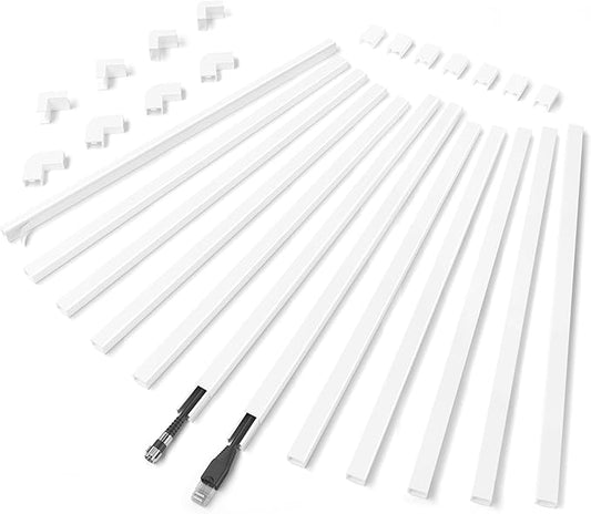 ZhiYo 204in Cord Covers for Wires on Wall, Cord Hider for 1 Wire, Wall Cable Hiders for Mounted TV, Wire Covers for Cords, Cable Management Raceway kit, 12x L17in, W0.6in H0.4in, White