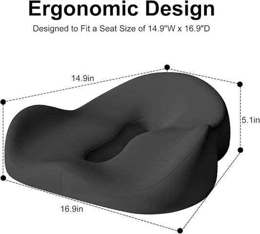 Petite Memory Foam Seat Cushion for Office Chair &Car - Cushion for Small Body Frames, Non-Slip Base & 3D Sleep Mask (Black)