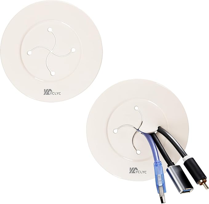 3in TV Cable Hider Wall Kit, YCLYC Large TV Cord Hider for Wall Mounted TV, TV Cord Covers for Wires on Wall Kit, Behind in Wall Cable Management Kit, Off White TV Wire Hider for Wall (2Pack)
