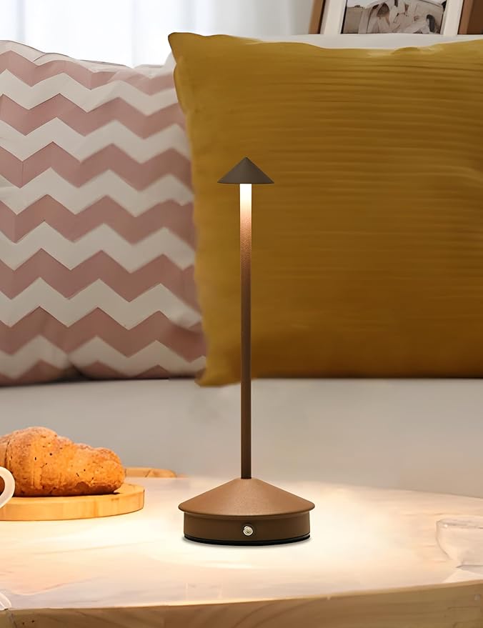 Cordless Table Lamps,LED Rechargeable Desk Lamp,Portable Modern USB Battery Operated Lights,Outdoor Waterproof Touch Dimmable,for Patio,Restaurant,Bar,Camping,Dining Home Set of 2 Brown