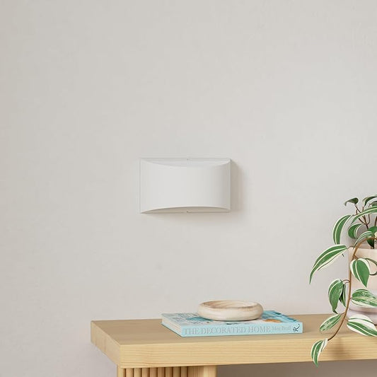 TRLIFE Modern LED Wall Sconces, Remote Control Dimmable and Adjustable Color Temperature 3000K~6000K Aluminum 12W Hardwired 120V AC Dimmable Wall Mounted Light for Bedroom Living Room(White, 2 Pack)