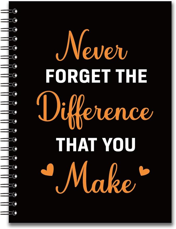 YAZMEEN Thank You Blank Spiral Notebook(160 Pages) Never Forget The Difference That You Make Hardcover Notebook Retirement Gifts for Boss Leader Funny Appreciation Gifts for Coworker Teacher Friend