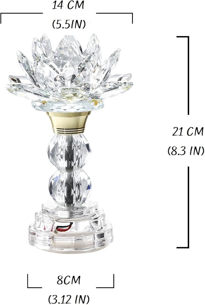 LED Crystal Lotus Flower Lamp – USB Powered Buddha Light for Worship, Prayer and Display,Lotus Flower Light for Bedroom, Buddhist Supplies,Shrine,Meditation Room 8’’ (Blooming Lotus)