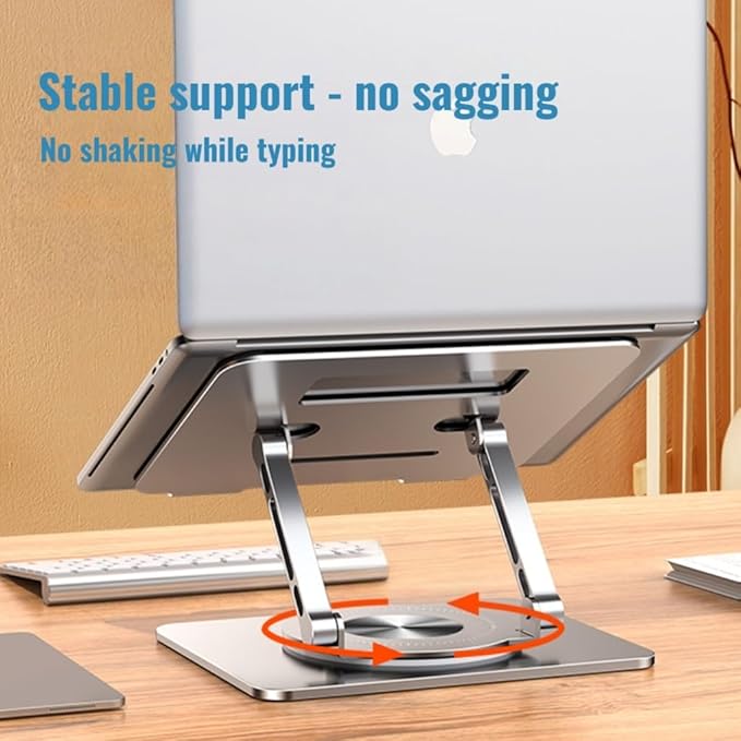 360° Swivel Laptop Stand - 2.5mm Heavy-Duty Aerospace Aluminum, Adjustable Height & Angle, Sturdy Yet Lightweight,Ergonomic Desk Mount for 10-17" MacBook/Dell/HP,Silver