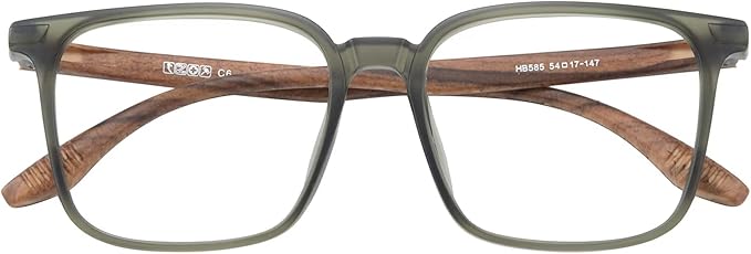 GUDVUE Mens Blue Light Glasses Rectangle Computer Glasses Gaming Glasses, Green/Brown