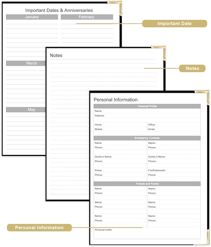 Undated Daily Monthly Planner for 2025 2026 - A4 To Do List with Hourly Schedule, Hardcover Spiral Bound Daily Planner to Increase Focus, Stylish School/Office Supplies, 8.5" x 11", Black