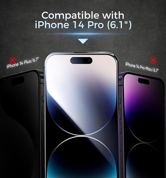 MAGIC JOHN 2 Pack for iPhone 14 Pro Screen Protector, with Shatterproof Tempered Film, Auto Dust-Elimination, Bubble Free & HD Clear, Easy Installation for iPhone 14 Pro/6.1 Inch
