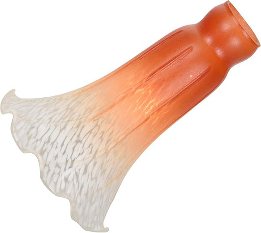 Bieye LS01 Lily Flower Blown Glass Lampshade (Orange White, Opening I.D. 1.26" x O.D. 1.5")