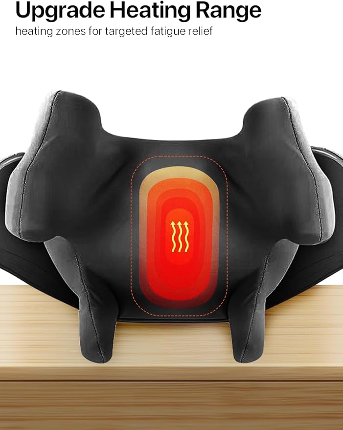 Cordless Neck Massager with Heat, Shiatsu Neck and Back Massager for Pain Relief Deep Tissue, Electric 3D Kneading Massage Pillow for Shoulder, Leg, Body Muscle Pain Relief, Home, Office, and Car Use