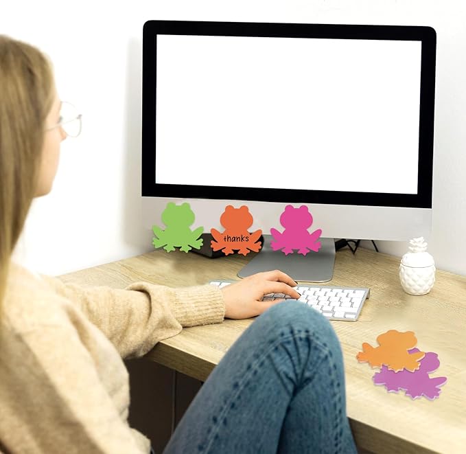 24 Packs Frog Sticky Notes 6 Colors Animal Memo Pads Colorful Summer Reminder Notes for Annotating Office Classroom Study, 480 Sheets