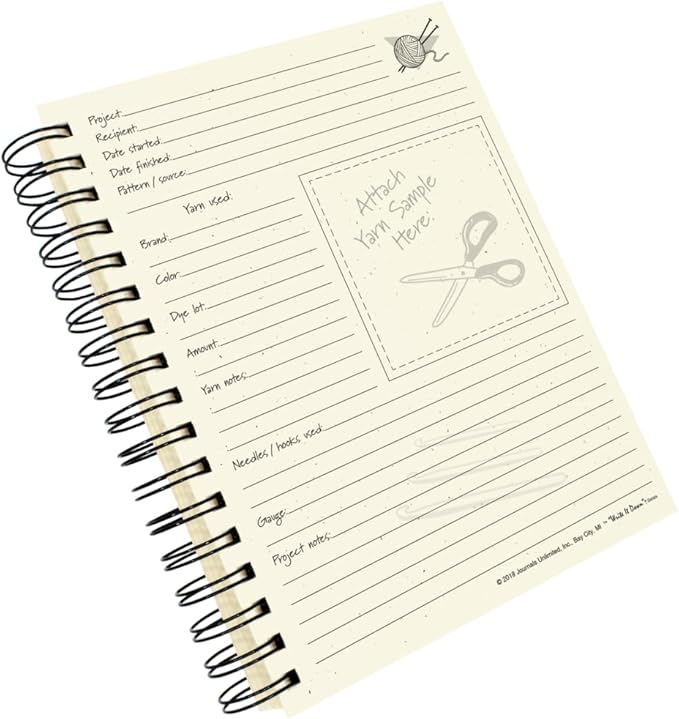 Write it Down series by Journals Unlimited, Guided Journal, Yarn It!, Knitting & Crochet Journal, Full-size 7.5"x 9", Purple Hard Cover, Made in USA