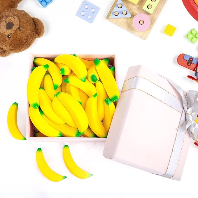 LovesTown 30PCS Banana Stress Toys, Stretchy Banana Fidget Toys Mini squishies Banana Toys for Stress Relief Kids Adults Party Favors