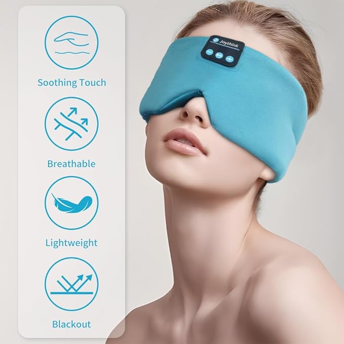 Joythink Sleep Headphones Bluetooth Sleep Mask Silk Kids Children Wireless Headband Headphones for Sleeping Travel Adjustable Sleeping Eye Mask with Thin Speaker