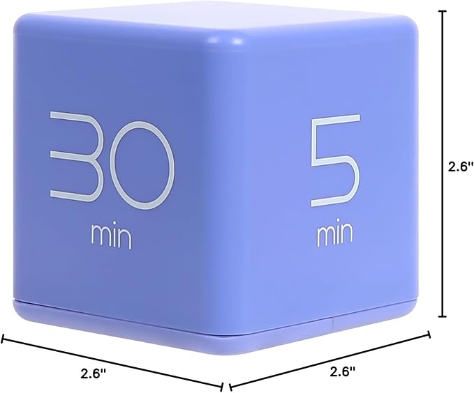 mooas Cube Timer (Violet), Timers Cube Flip Block Timers Productivity Gravity Sensor Time Management for Kids ADHD Classroom Kitchen Desk Workout Cooking Study 5, 10, 20, 30 min Timer Setting