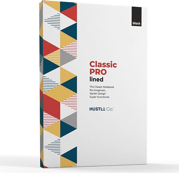 HUSTLE Co. Thick Hardcover Journal Notebook - Ruled/Lined A5 (5x8 inch), Deluxe 120gsm Paper, Lays Flat for Writing, Professional Notebooks for Work, Business, Office, Executive - Men & Women - Black